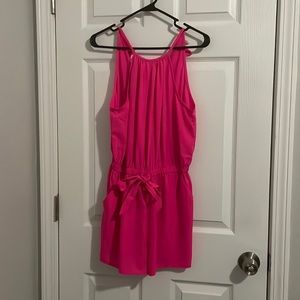 HOT pink romper with tie waist detail!